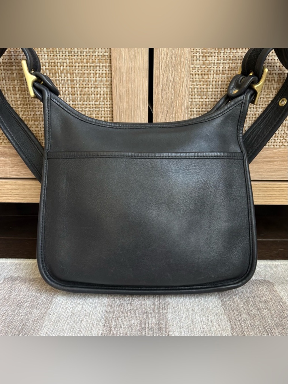 COACH Vintage Legacy Zip Black Leather Shoulder Bag Crossbody Handbag Purse 9966